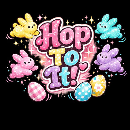 Easter Graphic T-Shirt: "Hop To It!" Bunny & Egg Design