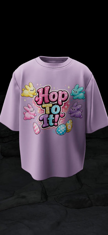 Easter Graphic T-Shirt: "Hop To It!" Bunny & Egg Design